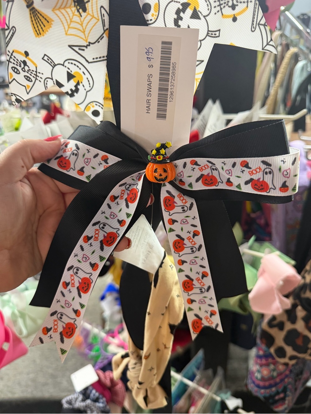 Accessorize Black and Orange Halloween Pumpkin Hair Bow